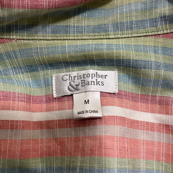 CHRISTOPHER & BANKS Striped Canvas Pearl Snap Shirt - Picture 4 of 4